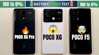 POCO X6 Pro Vs POCO X6 Vs POCO F5 Full Battery Draining Test | Best Mobile Under 25K ?
