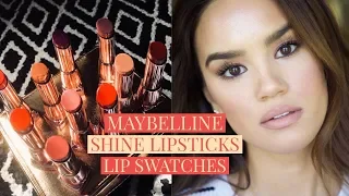 MAYBELLINE SHINE LIPSTICKS! LIP SWATCHES + REVIEW! | DACEY CASH