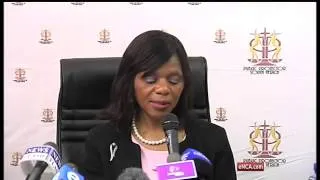 Thuli Madonsela addresses the media.