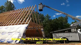 Building Our A Frame Literally! #aframe    #diy #construction #offgrid   #home #woodworking #music