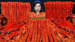 ENG SUB) Buldak Octopus 🐙 Seafood FLEX Spicy Stir Fried Jjamppong Noodles Mukbang ASMR Ssoyoung