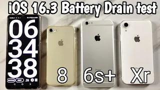 ios16.3 Battery Drain Test || iPhone 8 vs 6s plus vs Xr battery drain test!!