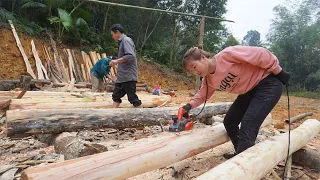 Amazing Woodworking Machines - Technique to build a house with wooden, Skills use a petrol saw