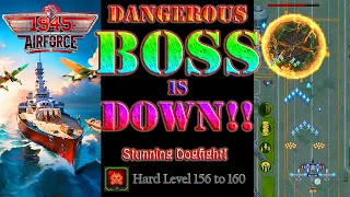 Dangerous BOSS is Down! 1945 Air Force: Airplane Games, Hard Level 156 to 160 Gaming Video, Saucer