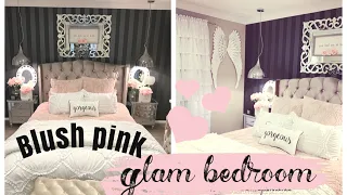 GLAM BLUSH PINK BEDROOM TOUR | DECORATE WITH ME