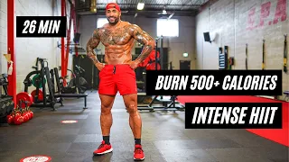 HOME WORKOUT | BURN 500+ CALORIES IN LESS THAN 26 MINUTES | INTENSE FULL BODY HIIT ( no equipment )