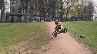 H tries to jump the path on electric balance bike revvi 16