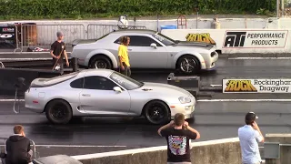 Stick Shift Toyota Supra vs Hellcat Redeye Drag Race