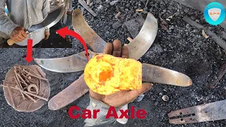 Knife Making: Rare Car Axle Cam Turn Into The Most Powerful Knife.