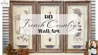 DIY French Country Wall Art using IOD Paint Inlays | High End Home Decor on a Budget | Thrift Flip