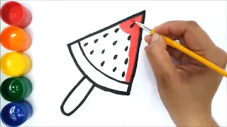 Glitter Water Melon Ice Cream Popsicle Coloring And Drawing For Kids And Toddlers| My Coloring Book|