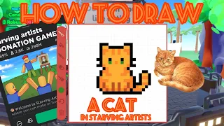 How to draw a simple, easy, cute orange cat in starving artists Roblox game 🐈#starvingartist