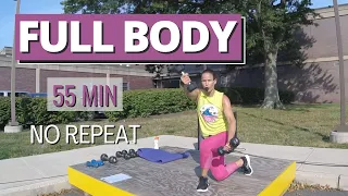 NO REPEAT 55 Minute Full Body #23 Workout Dumbbells | Burn Fat | Tone Muscles | LOW IMPACT  | Cardio