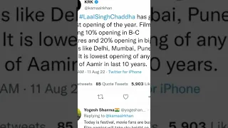 KRK Review on  Reviews on lal singh chaddha movie review #amirkhan  #shorts