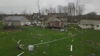 Drone video of the cleanup in Portage County after tornado touches down in the area