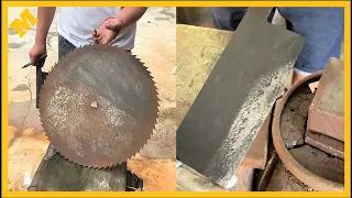 Forging knives from old wooden gears - Chinese craft knife forging