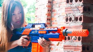 Hihahe Nerf War: Three Girls & FBI TEAM Nerf Guns Ruffians Group Skills Rescuing Sister