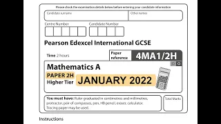 IGCSE Mathematics January 2022 - 4MA1/2H