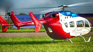 60KG! BIGGEST RC MODEL TURBINE HELICOPTER EC 145 EUROCOPTER STANFORD LIFE FLIGHT | JET POWER 2018
