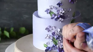 Buttercream Flower Cake | Lilac Cake | Italian meringue buttercream | 버터크림플라워케이크