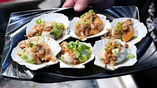 Taiwanese Street Food - Fresh King Scallops  扇貝王 / キングホタテ / 왕 가리비