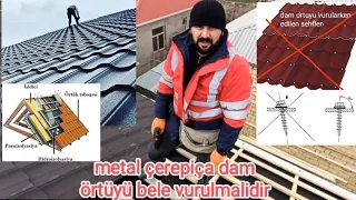 Çerepiçanin vurulmasi qaydasi.izahi#dam örtüyünün vurulmasi#монтаж металлочерепицы#устройство кровли