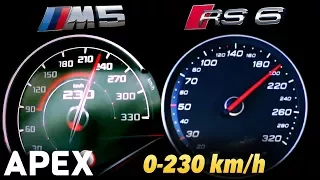 2018 BMW M5 vs. Audi RS6 Performance - Acceleration Sound 0-100, 0-230 km/h | APEX