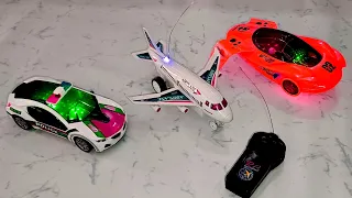 Rc Radio control airplane electric space travel car rc police car rc sport car unboxing review test😲