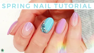 TUTORIAL | Spring Inspired Nails using Light Elegance | Gel Overlay, Glitter Fade, Swarovski Crystal