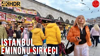 Istanbul Turkey Old City Center Eminönü Bazaar,Sirkeci, 4K Walking Tour Video