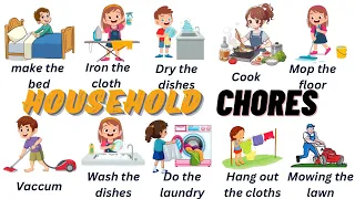 Household chores in English || learn vocabulary for kids || Pictionary