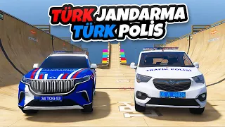 Türk Polis ve Türk Jandarma Arabaları Uçma Parkurunda - GTA 5