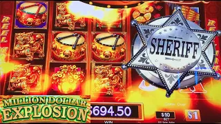 High Limit Dancing Drums Million Dollar Explosion +Lightning Dollar Link + All Aboard Slot Play!