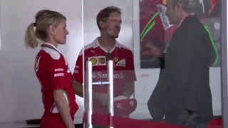 F1 2016 Brazilian GP - Sebastian Vettel with Maurizio Arrivabene and Riccardo Adami