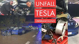 Unfall Tesla Model 3 zerlegen mit Überraschung!!