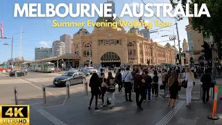 Melbourne, Australia Summer Evening Walking Tour | 4K 60FPS