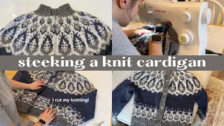 How I steeked my knit cardigan! Entire steeking process & first impressions