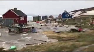 Moment Tsunami hits Greenland.