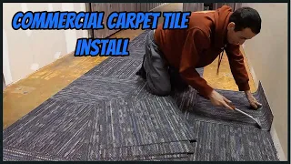 Commercial Carpet Tile Installation - (Time-lapse)