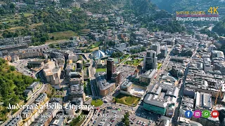 Andorra la Vella Cityscape Aerial Drone View Andorra Pyrenees Mountain