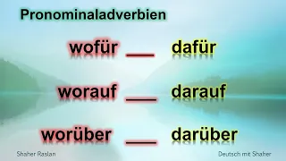 ظروف الأحرف في اللغة الالمانية | Die Pronominaladverbien Worüber darüber womit damit worauf darauf