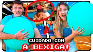 DESAFIO DA BEXIGA GIGANTE. MUITO DIFÍCIL! | Gui Cavalieri e Luiza Monteiro