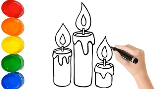 Colorful Candles drawing for kids and toddlers |drawing,Colouring and Painting |candles drawing