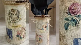 Винтажная подставка для ложек. Декупаж. Ручная работа. Vintage spoon stand.Decoupage. Handmade work