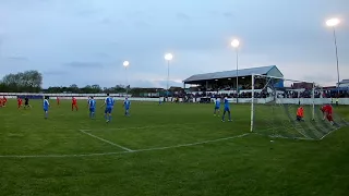 Rob Morgan loops a brilliant header in for the first goal v Frickley. Playoff 01 05 18