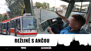 Služební přejezd z Juliánova na Osadu 🚋 Cab view tram Brno