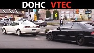 HONDA Battle!!!  B16 vs H22 - Civic Si versus Prelude high speed vtec - Freeway run