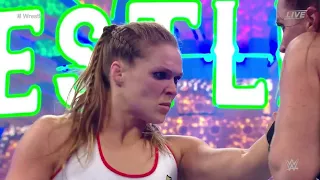 WWE Wrestlemania 34 Rhonda Rousey & Kurt Angle Vs Stephanie mc mahon & triple h highlights