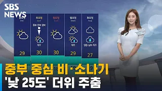 [날씨] 중부 중심 비 · 소나기…'낮 25도' 더위 주춤 / SBS