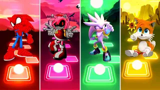 Spider Sonic vs Amy Rose Exe vs Silver Sonic The Hedgehog vs Baby Tails Sonic | Tiles Hop